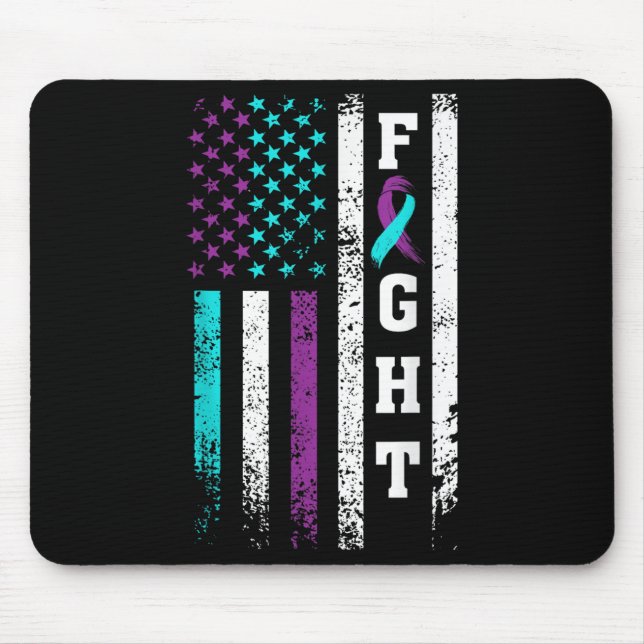 Retro Fight Suicide Prevention Awareness Us Flag  Mouse Pad (Front)