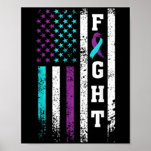 Retro Fight Suicide Prevention Awareness Us Flag  Poster