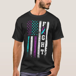Retro Fight Suicide Prevention Awareness Us Flag  T-Shirt
