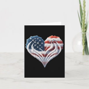 Retro Fighter Jet Aeroplane American Flag Heart 4t Card
