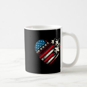 Retro Fighter Jet Aeroplane American Flag Heart 4t Coffee Mug