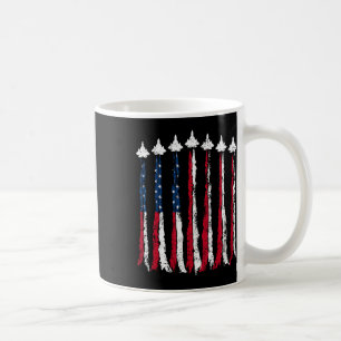 Retro Fighter Jet Aeroplane American Flag Heart 4t Coffee Mug