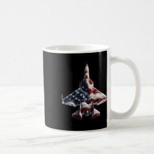 Retro Fighter Jet Aeroplane American Flag Heart 4t Coffee Mug