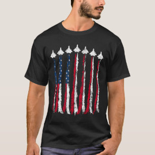 Retro Fighter Jet Aeroplane American Flag Heart 4t T-Shirt