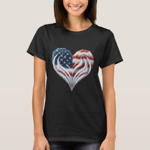 Retro Fighter Jet Aeroplane American Flag Heart 4t T-Shirt
