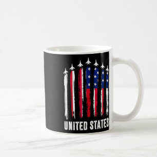 Retro Fighter Jet Aeroplane Usa Flag 4th Of July P Coffee Mug