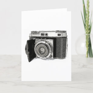Retro Film Camera Photography Drawing Sketch Card