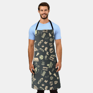 Retro film elements pattern apron