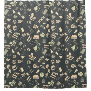 Retro film elements pattern shower curtain