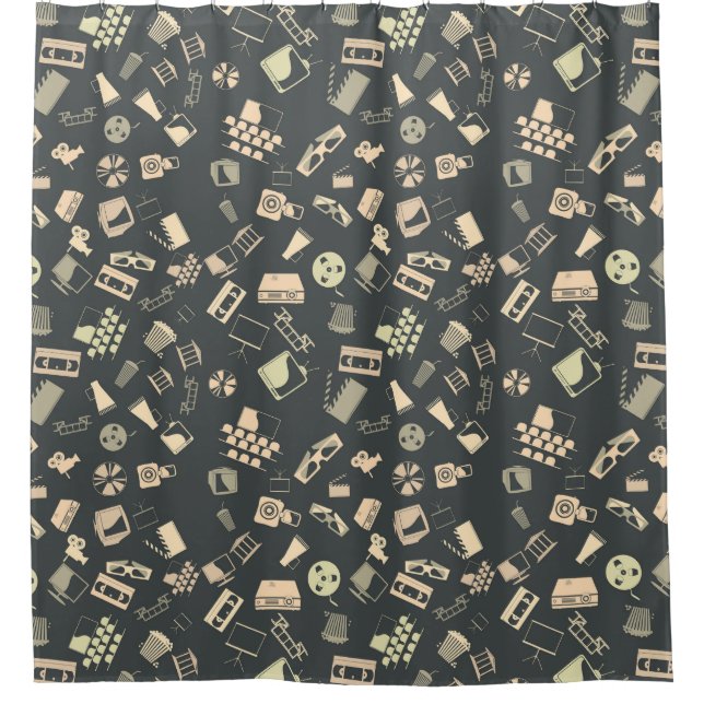 Retro film elements pattern shower curtain (Front)