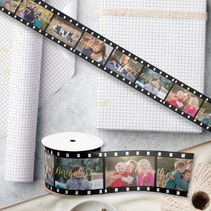 Retro Film Strip Custom Photo Birthday Gift Wrap Satin Ribbon