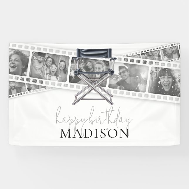 Retro Film Strip Photos Adult Movie Birthday  Banner (Horizontal)