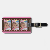 Retro Film Strip  Up to 3 Portrait Photos on Pink