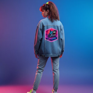 Retro Fin 80s style shark Denim Jacket