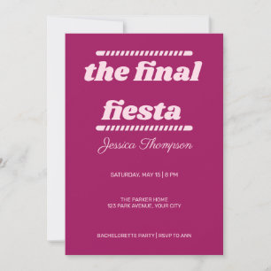 Retro Final Fiesta Bachelorette Party Invitation