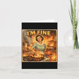 Retro Fine Meme Housewife Sarcastic Cat Moms Card