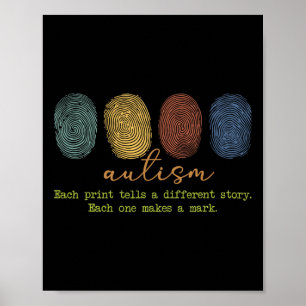 Retro Fingerprint Autism1 Poster