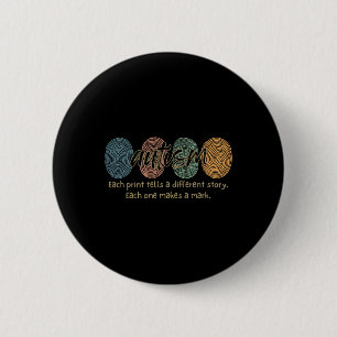 Retro Fingerprint Autism Each Print Tells A Differ 6 Cm Round Badge
