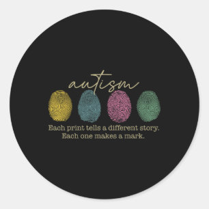 Retro Fingerprint Autism Each Print Tells A Differ Classic Round Sticker