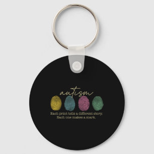Retro Fingerprint Autism Each Print Tells A Differ Key Ring