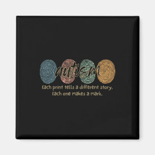 Retro Fingerprint Autism Each Print Tells A Differ Magnet