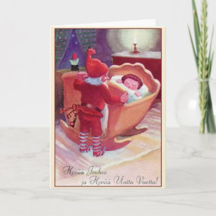 Retro Finnish Christmas And New Year Card