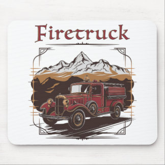 Retro fire engine mountain range mouse pad