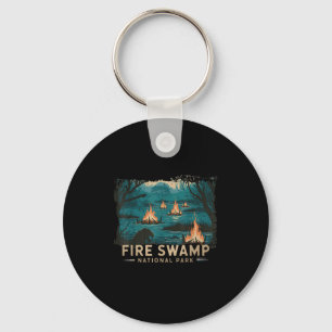 Retro Fire Swamp National Park Camping Hiking Moun Key Ring