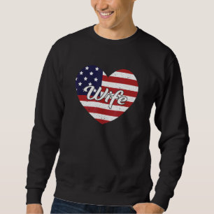 Retro Firefighter Wife American Flag US Thin Red L Sweatshirt