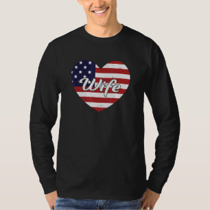 Retro Firefighter Wife American Flag US Thin Red L T-Shirt