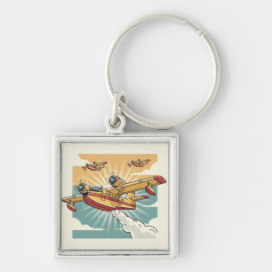 Retro Firefighting Water Bomber AirPlane Key Ring
