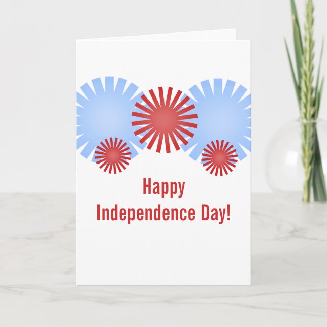 Retro Fireworks July 4th Greeting Card (Front)