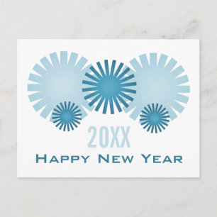 Retro Fireworks New Years Postcard, Blue Holiday Postcard