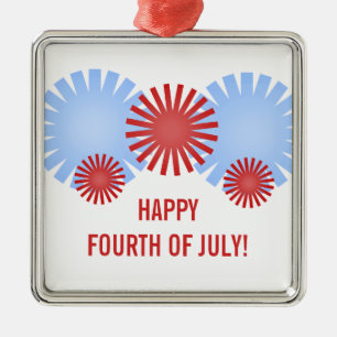 Retro Fireworks Premium Square Ornament