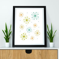 Retro Fireworks Starbursts Mid Century