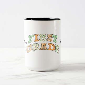 Retro First Grade Back to School Typography Two-Tone Coffee Mug