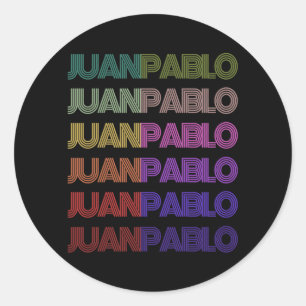 Retro First Name Juan Pablo Spanish Boy Birthday Classic Round Sticker
