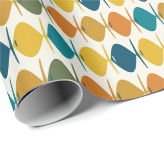 Retro Fish Mid Century Modern Multicolor Pattern Wrapping Paper