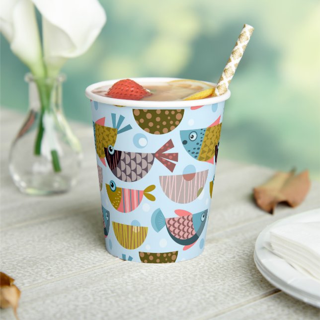Retro Fish Paper Cups (Insitu)