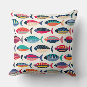 retro fish pink cushion