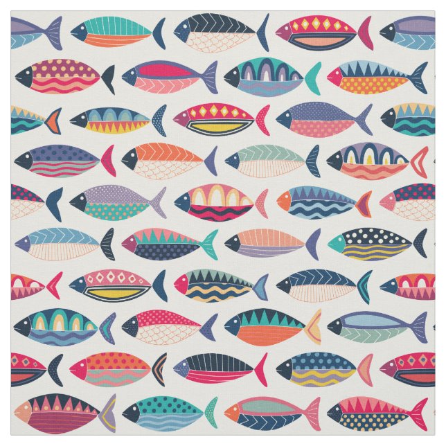 retro fish pink fabric (Swatch)