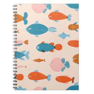 Retro Fish: Risograph Style Pattern Notebook