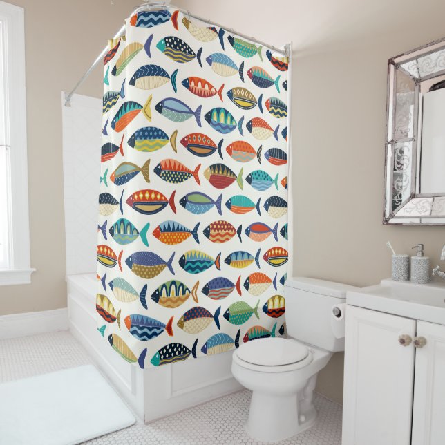 retro fish shower curtain (In Situ)