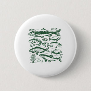 Retro Fish Species Biology Types Of Freshwater Fis 6 Cm Round Badge