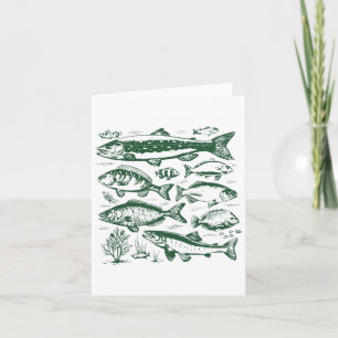 Retro Fish Species Biology Types Of Freshwater Fis Card