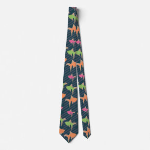 Retro Fishing Dad Neon Fish Pattern Tie