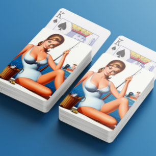 Retro Fishing Pin-up Playing Cards