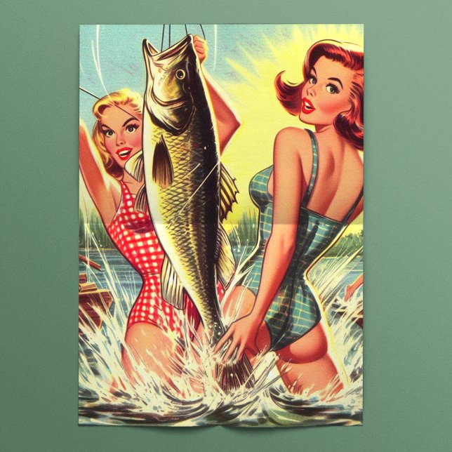 Retro Fishing Pinups Tissue Paper (Creator Uploaded)