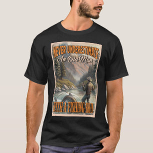 Retro Fishing Rod Old Man T-Shirt