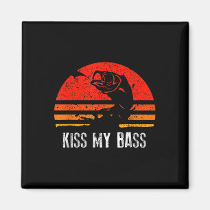 Retro Fishing Shirt Kiss My B Vintage Gift Magnet